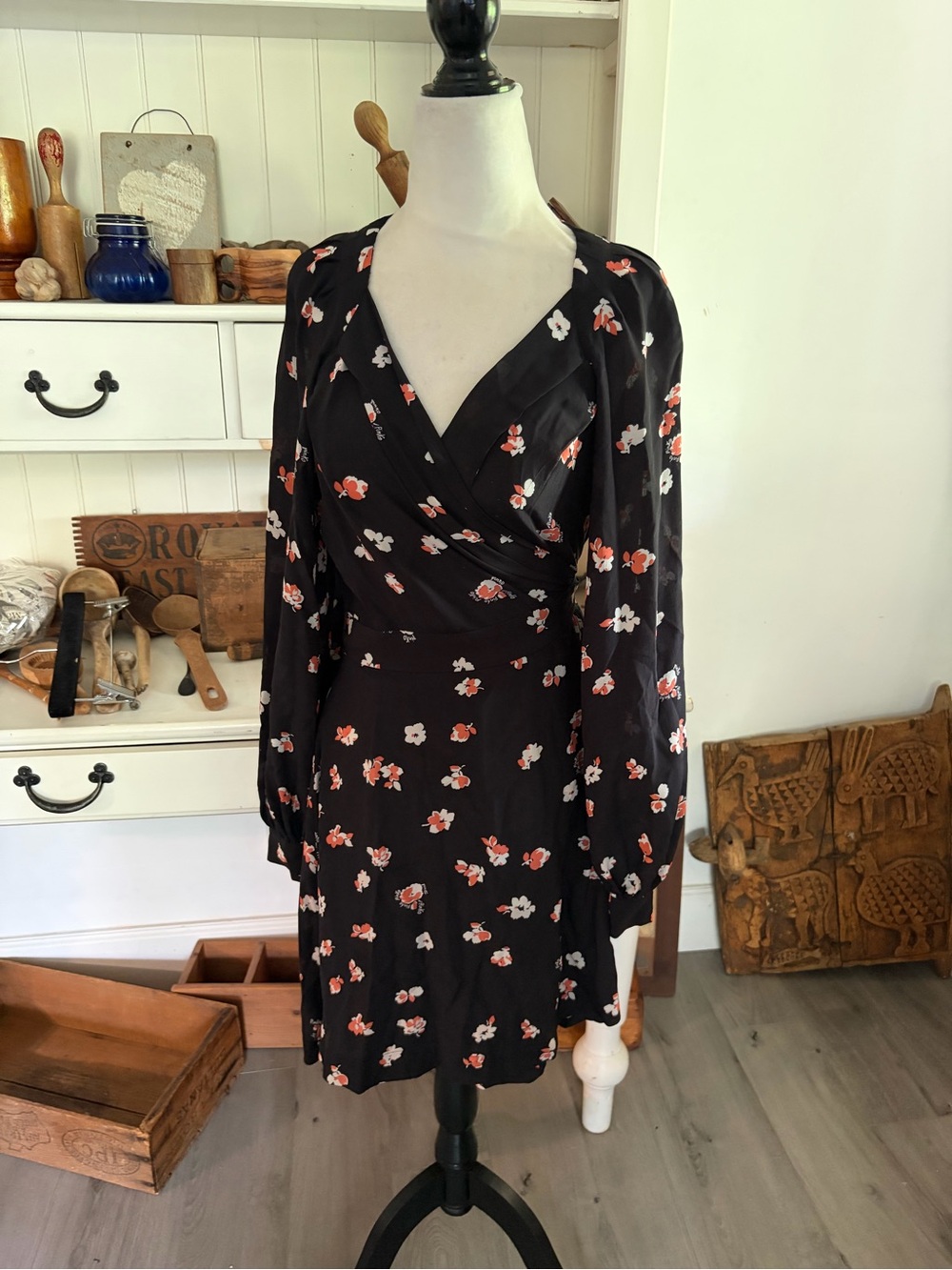 Pinko Black Floral Wrap Dress - Women